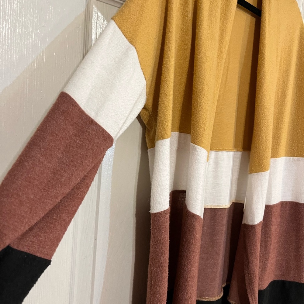 Rae Mode Women’s Colorblock Open Front Cardigan Medium - Picture 3 of 5